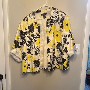 SilkLand Black and Yellow Floral Jacket